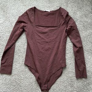 Brown square neck bodysuit